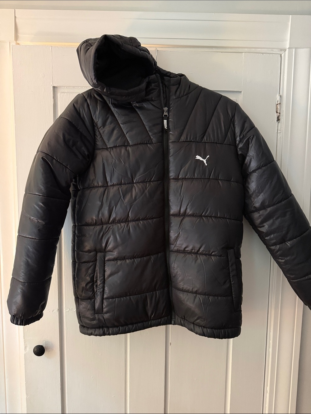 Puma Black Quilted Kids Puffer Jacket with Hood